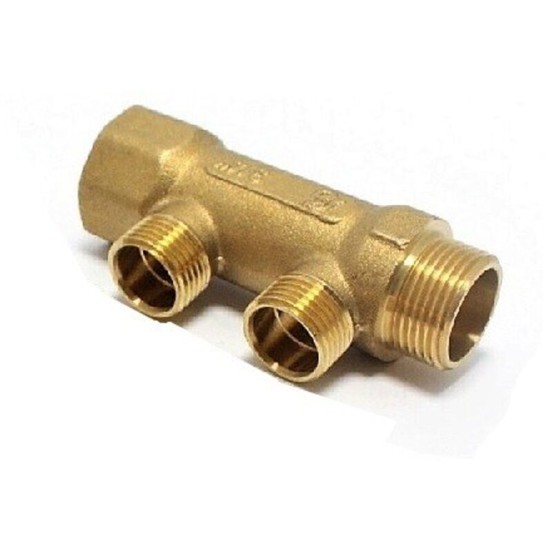 Toolstar, collettore in ottone a 2 vie, rubinetto in ottone con filettatura da 1,9 cm, sdoppiatore a Y in ottone, connettore per tubo per lavatrice con valvole on/off singole