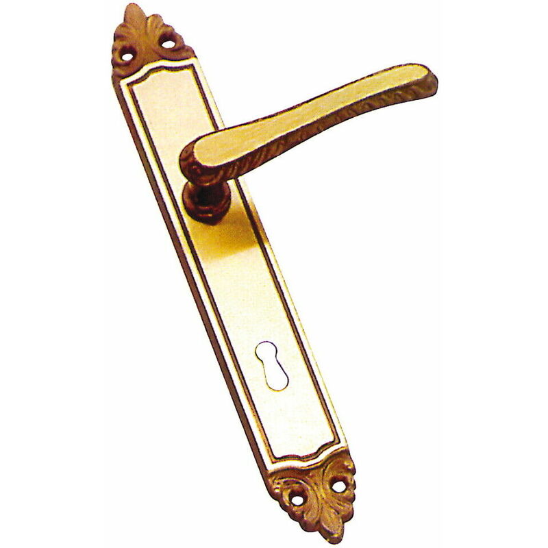 Maniglia mod athena con placca quadro 8 foro patent bocchetta ottone dorata