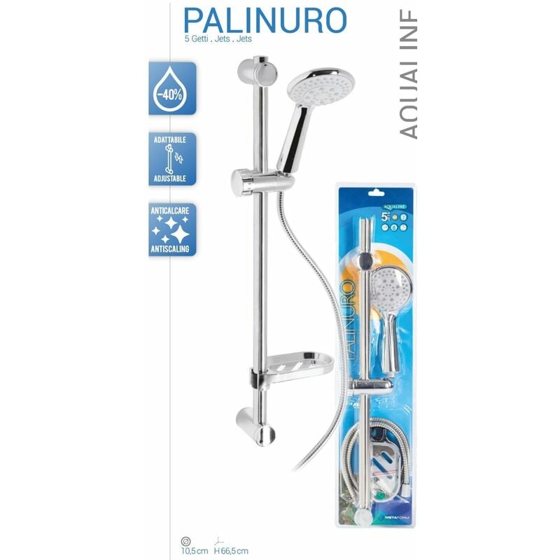 Saliscendi doccia doccetta metaform cromato palinuro 5 getti con portasapone