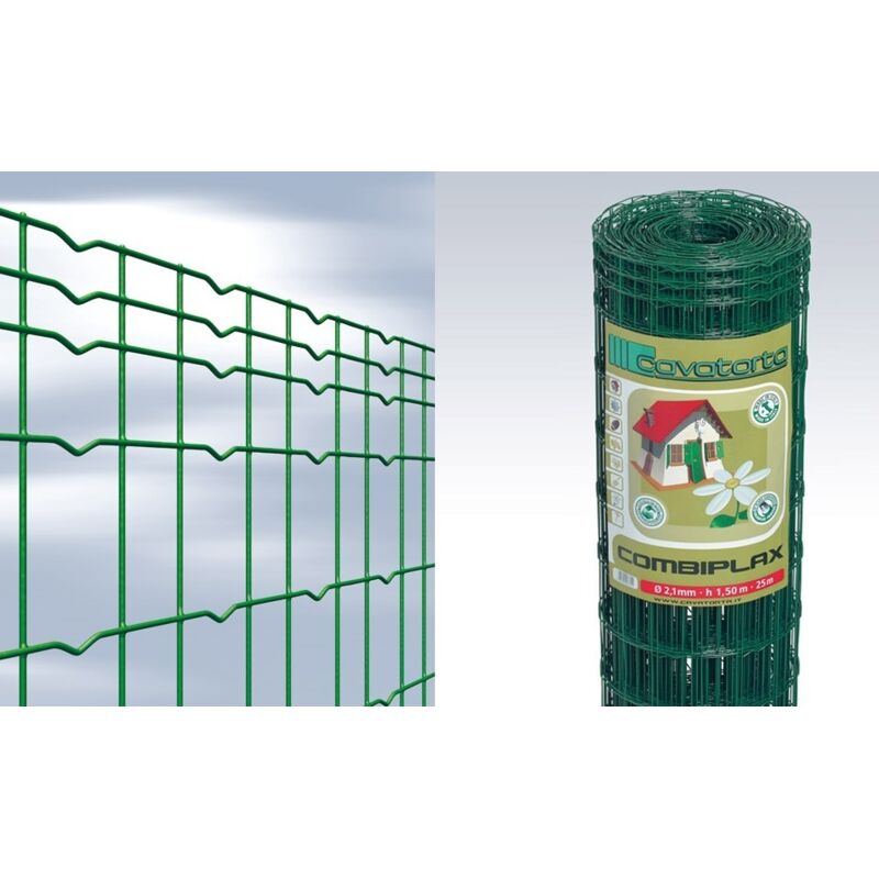 Rete Metallica Plastificata Verde - Rotolo 25m, Maglia 75x50mm, Altezza 150cm Per Recinzioni - Foto 9