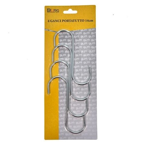 4 Ganci A S Extra Large 25 Cm - Neri Con Tappi In Gomma, Multiuso Per Piante, Asciugamani, Pentole, Senza Fori - 3