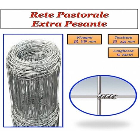 Rete Metallica Zincata Per Recinzione 50m - Grigio, 120cm, Maglie Diverse Per Pascoli E Orti