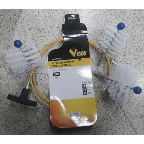 SHAFFER PRO - kit pulizia canna fumaria stufa a pellet 9 Metri - spazzole 80 mm e 100 mm