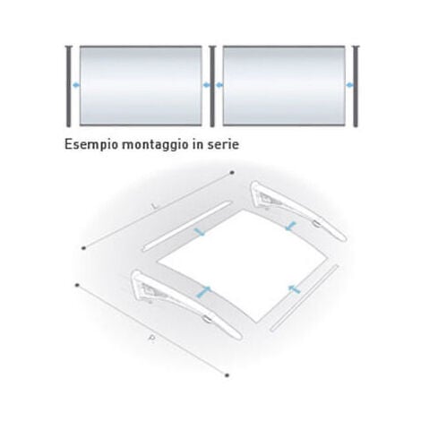 Pensilina tetto tettoia in abs copertura in policarbonato alveolare fume  120x80