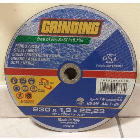 Grinding Disco per smerigliatrice ferro HD MF 230 mm x 1,9 mm Foro 22,23