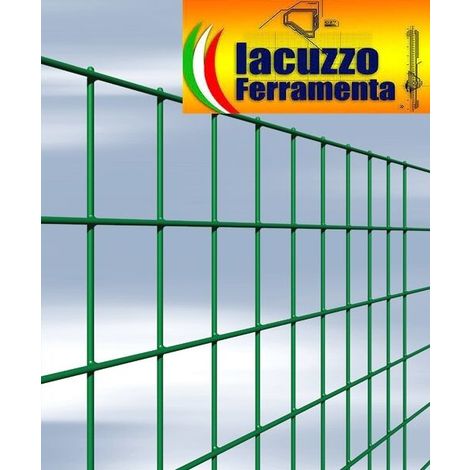 Rete metallica elettrosaldata recinzione h200 - 25 mt 50x100 plastificata  verde
