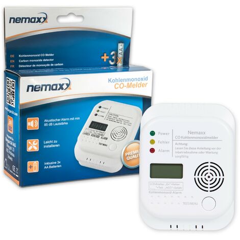 5X Nemaxx CO Melder Alarm Kohlenmonoxid Gasmelder Gaswarner Rauchmelder mit DIN EN 50291