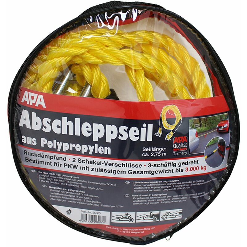 APA Abschleppseil 26060, 2,75 m, kg 3000