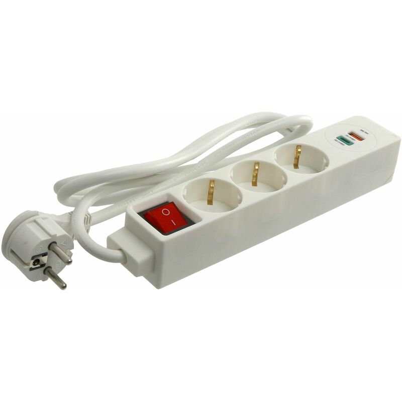 Steckdosenleiste McPower, 5-fach mit Einzelschaltung + 2x USB, 1