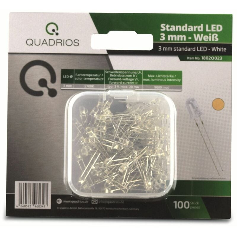Quadrios LED-Sortiment Kaltweiß 5mm 20mA 3.0V