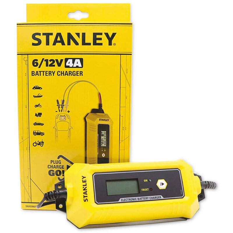 Stanley Batterie-Ladegerät, 6V+12V, 4A, für Bleiakkus, IP65