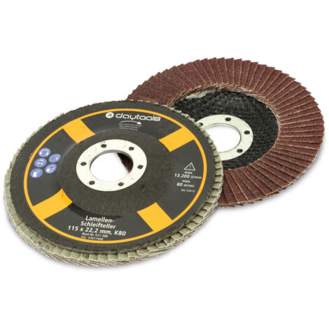 DAYTOOLS Lamellen-Schleifteller, 115 mm, Körnung 80, 5 Stück (1/2)