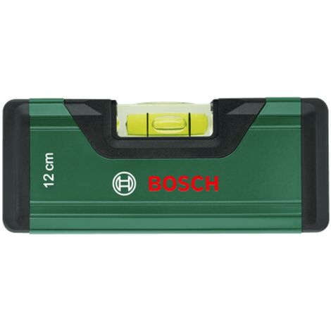 Bosch Wasserwaage 12cm (Mini-Wasserwaage, fluoreszierender Libelle, Aluminiumgehäuse, Softgrip-Stoßfänger, V-Nut) (1/4)