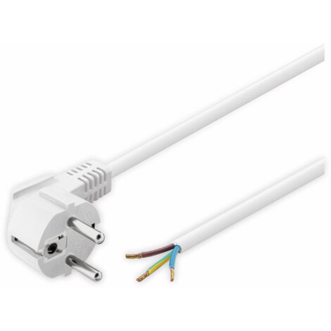 GOOBAY Netzkabel, 3x0,75mm², weiß, 1,5m, offenes Ende, Winkelstecker (1/2)