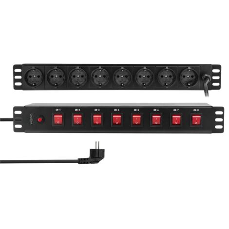 LOGILINK Steckdosenleiste PDU8D01, 8-fach, 19", einzeln schaltbar, schwarz (1/5)