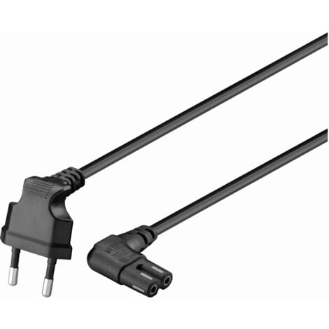 GOOBAY Euro-Netzkabel mit Doppelnutkupplung, schwarz, 5m, 90°, geeignet für SONOS PLAY 1 und 5
