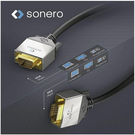 SONERO VGA-Anschlusskabel Premium, 10 m, Stecker/Stecker, Full-HD