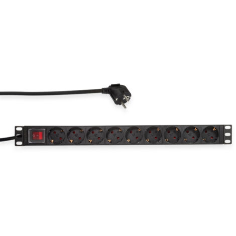 LOGILINK Steckdosenleiste 19", 9-fach, Schutzkontaktstecker, Schalter, schwarz (1/5)