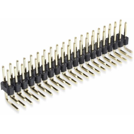 Stiftleiste, 2 x 20, 2,54 mm, gewinkelt, 0,8µ Au (Gold), 5 Stück (1/2)