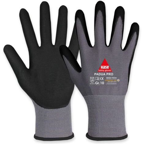 HASE SAFETY GLOVES Arbeitshandschuhe, Padua Pro, EN388, EN 420, grau/schwarz, Größe 11