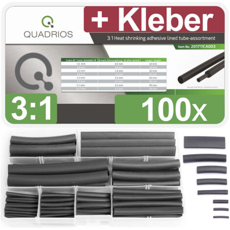 Quadrios 201711CA003 Schrumpfschlauchsortiment Schwarz Schrumpfrate:3:1 1 Set (1/5)