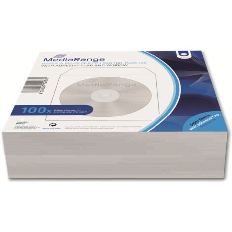 MEDIARANGE CD-Papiertaschen, 100er Pack, weiß (1/3)