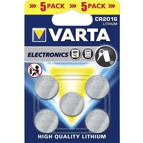 Lithium-Mikrobatterie CR2016 3V Varta Blister 5 Einheiten ø20,0x1,6mm