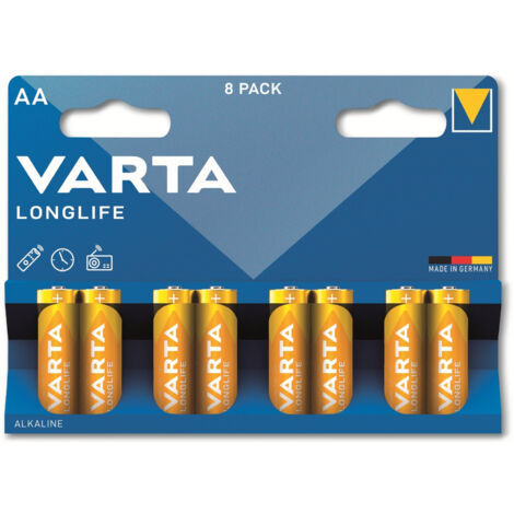 VARTA Batterie Alkaline, Mignon, AA, LR06, 1.5V, Longlife, 8 Stück