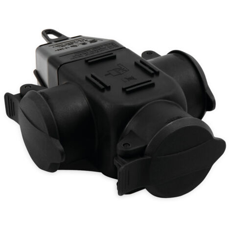 MCPOWER Schutzkontakt-Verteiler, 3-fach, IP44, Außenbereich, 16 A, schwarz (1/3)
