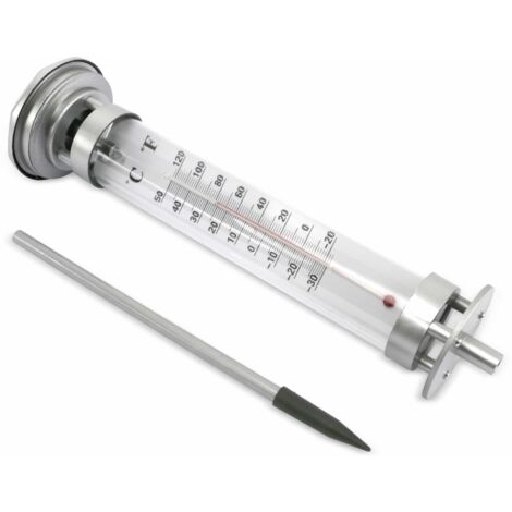 GRUNDIG Gartenthermometer mit Solarlampe, silber (1/3)