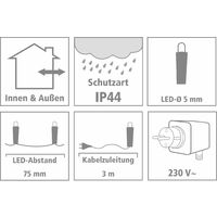 LED-Lichterkette Innen/Außen 40 LEDs 230V~ IP44 warmweiß
