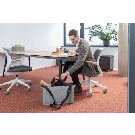 SIGEL BA408 Borsa Desk Sharing Classic M – Feltro Sintetico Grigio, 36x28x15 Cm, Laptop Fino A 15,4", In PET Riciclato