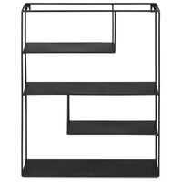 LIFA LIVING Wandregal aus schwarzem Metall mit 4 Böden, Modernes Metallregal im mit 4 Etagen, Wanddeko Küchenregal Gewürzregal in 55 x 45 x 11 cm - Schwarz