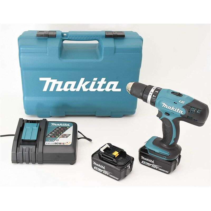 Trapano avvitatore a batteria makita a percussione art.DHP453RFX4 2  batterie V.18 Ah 3,0 litio