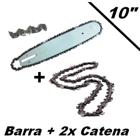 Lama + Catena Per Motosega 25 Cm - Barra E Catena Di Ricambio, Passo 3/8