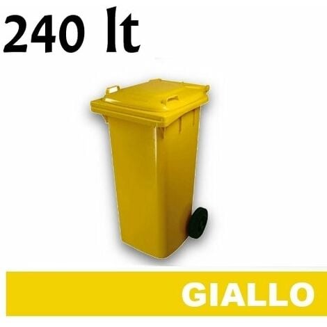 Bidone raccolta differenziata rifiuti in PEHD da 240 litri colore giallo