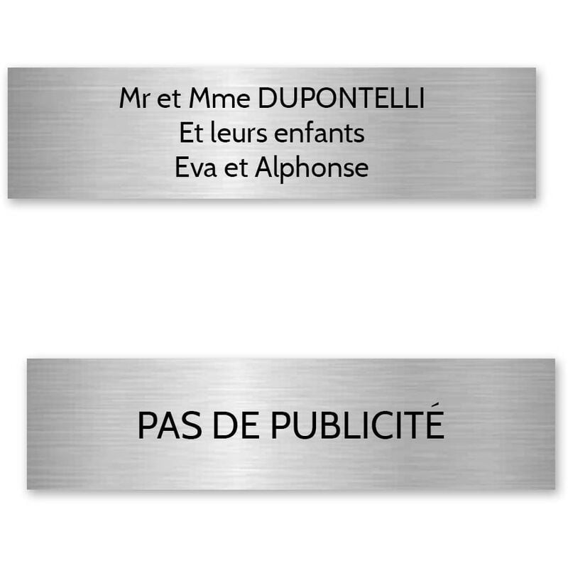 Plaque Adhésive Gravée En Plastique Pour Boîte Aux Lettres Personnalisée  Standard 10 x 2,5 cm STOP PUB OFFERT -  France