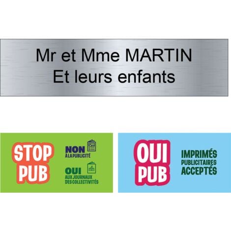 Plaque boîte aux lettres aluminium adhèsive - Plaque personnalisé