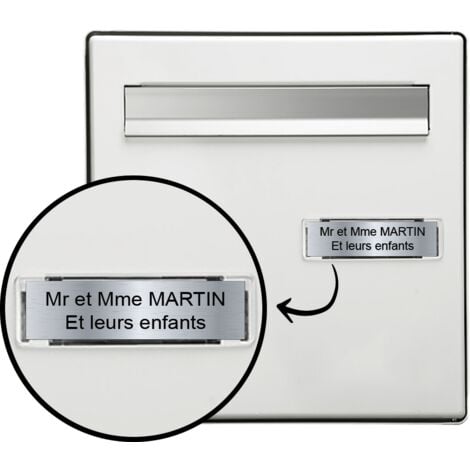 Plaque boite aux lettres personnalisée adhésive au format 100x25mm - 2  lignes