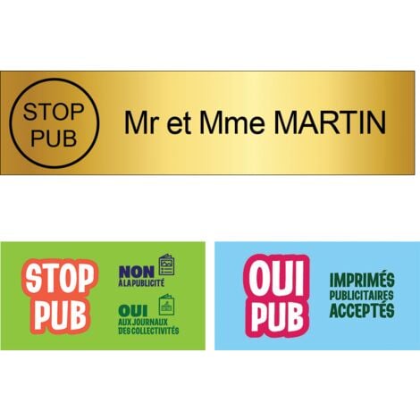 STOP PUB Boite aux Lettres Plaque Bleue Gravée en France –