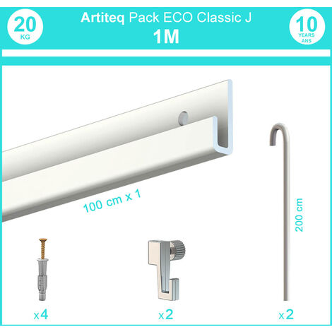 Kit cimaise complet Artiteq Click Rail pour suspension de tableaux 4 m  blanc, autre-materiel-de-fixation