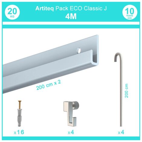 Lot De 5 Tiges Carrées 4x4mm Pour Cimaise - 100cm - Aluminium Anodisé - Support 20kg - Made In France