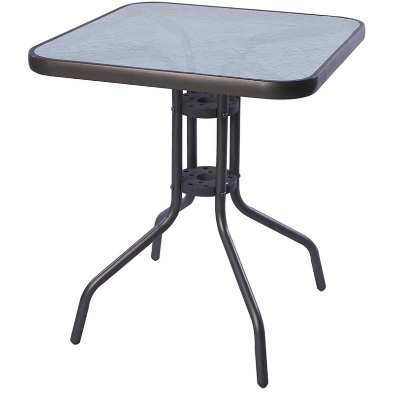 Bistrotisch Eckig mit Glasplatte Grau 60x60x70-MMC33081DG-multi