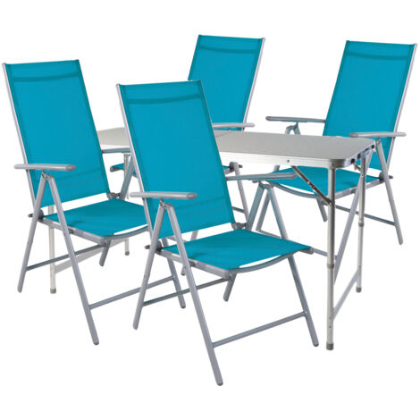 Campingmöbel Set 5-teilig - 4 Klappstühle Limegrün + XXL Campingtisch Alu