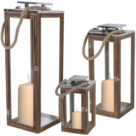3er XXL Holz-Laternen Set braun-MMC8137-multi (1/3)