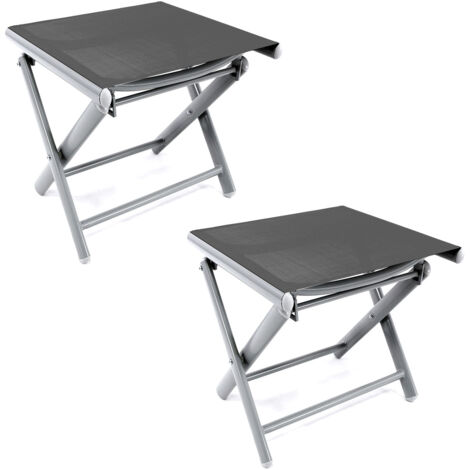 2er Alu Fußhocker klappbar Anthrazit/Schwarz-MMC5001DG-2er