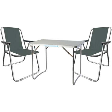 3-teiliges Campingmöbel Set 70x50xH59cm-MMC330870+2xMMCS1001-Dunkelgrau (1/4)