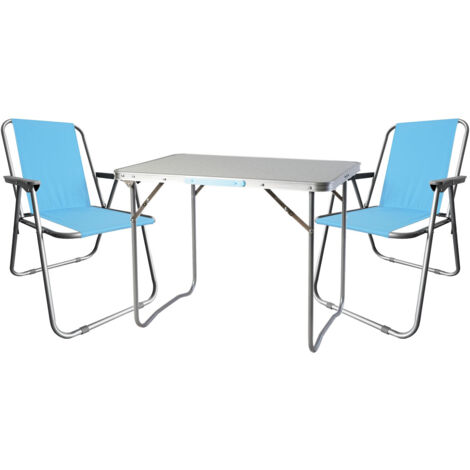 3-teiliges Campingmöbel Set 70x50xH59cm-MMC330870+2xMMCS1003-Hellblau (1/4)