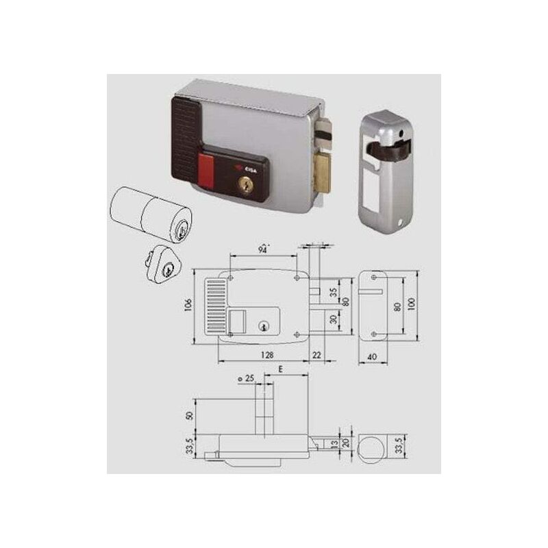 CISA SERRATURA ELETTRICA 12V da applicare "11771" CISA CILINDRO MM.70 DX 