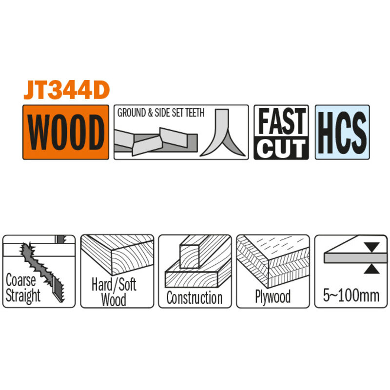 Set 5 Lame Per Seghetto Alternativo CMT JT244DDC-5 - Per Legno Tenero/Duro, TPI 6, Attacco A T